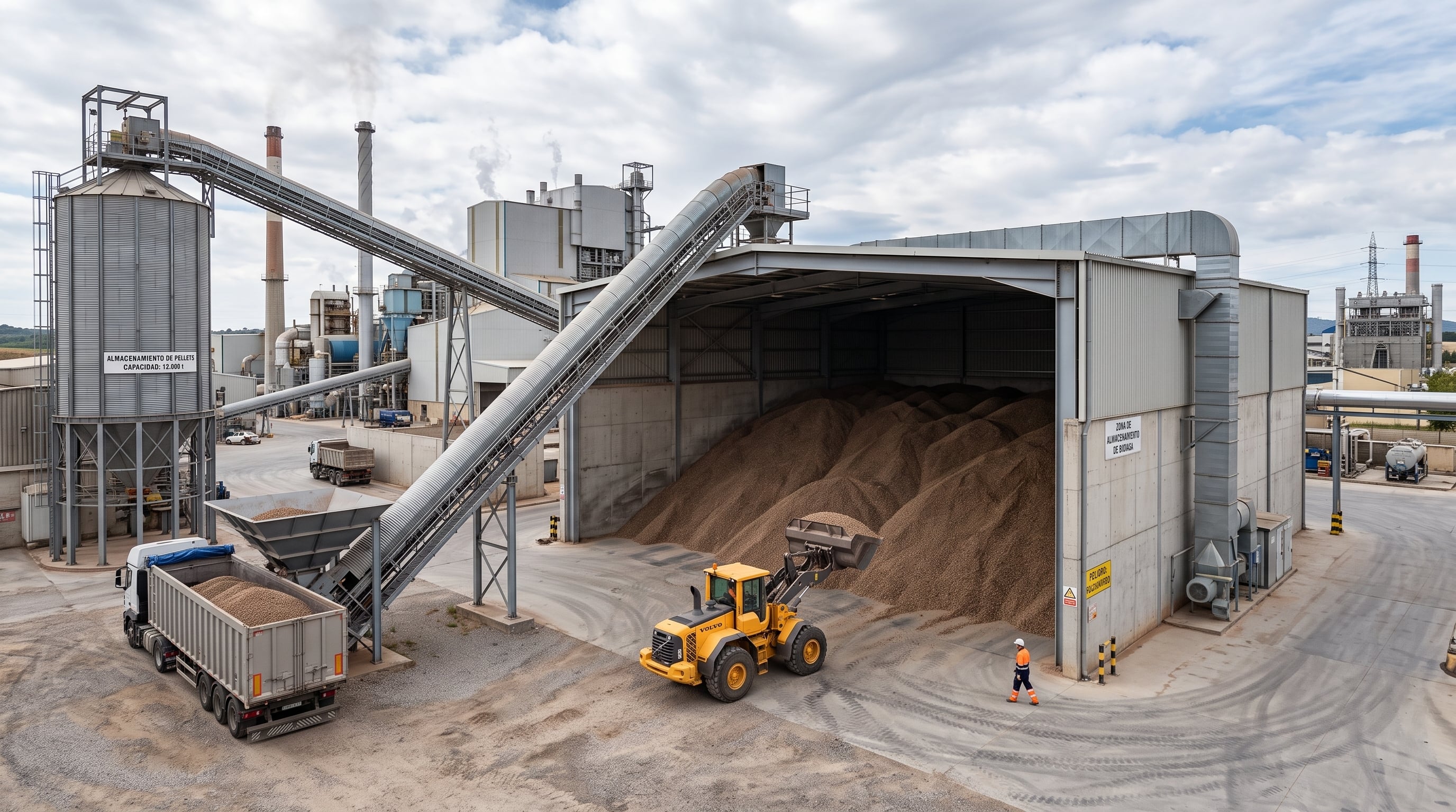 Almacenamiento de pellets de biomasa en la industria
