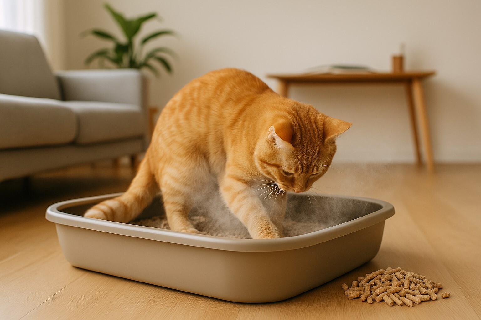 Pellets para gatos como alternativa de arena sin polvo